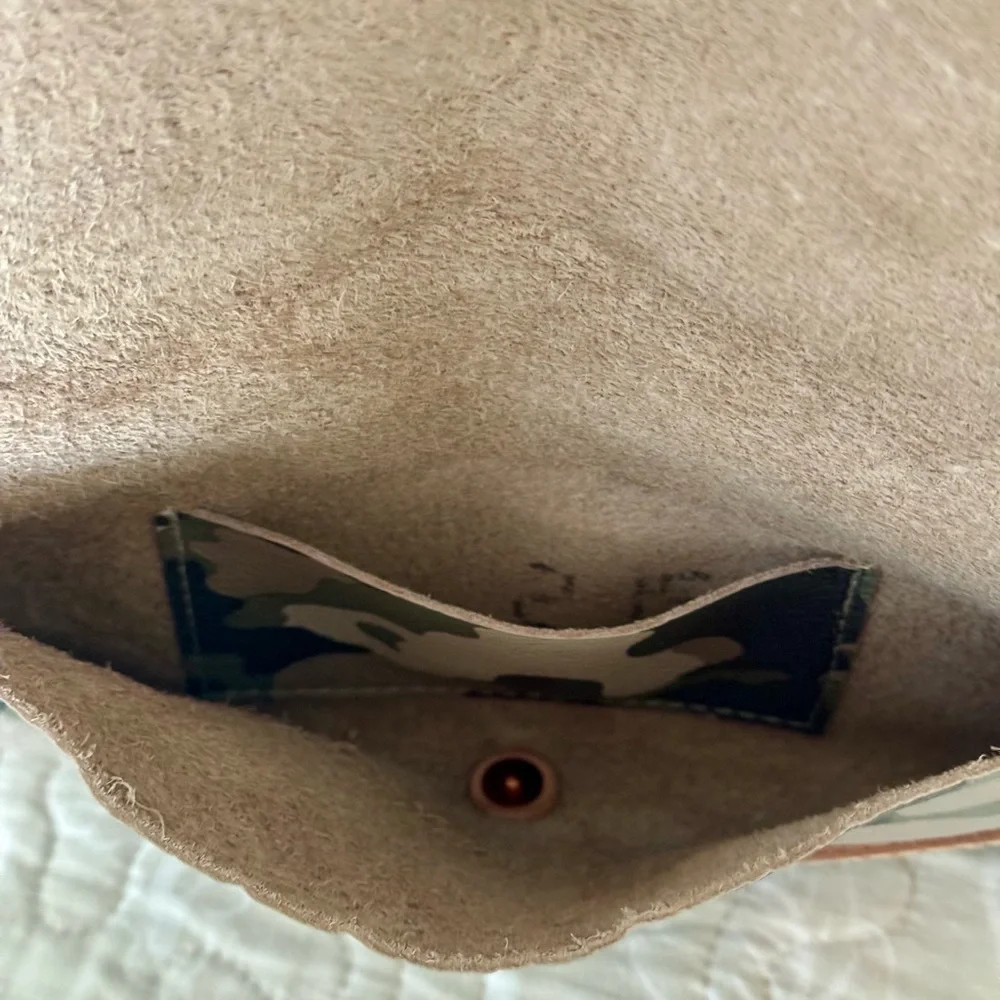 Meanwhile Back on the Farm Camo Leather Envelope Clutch and Crossbody - Picture 5 of 8